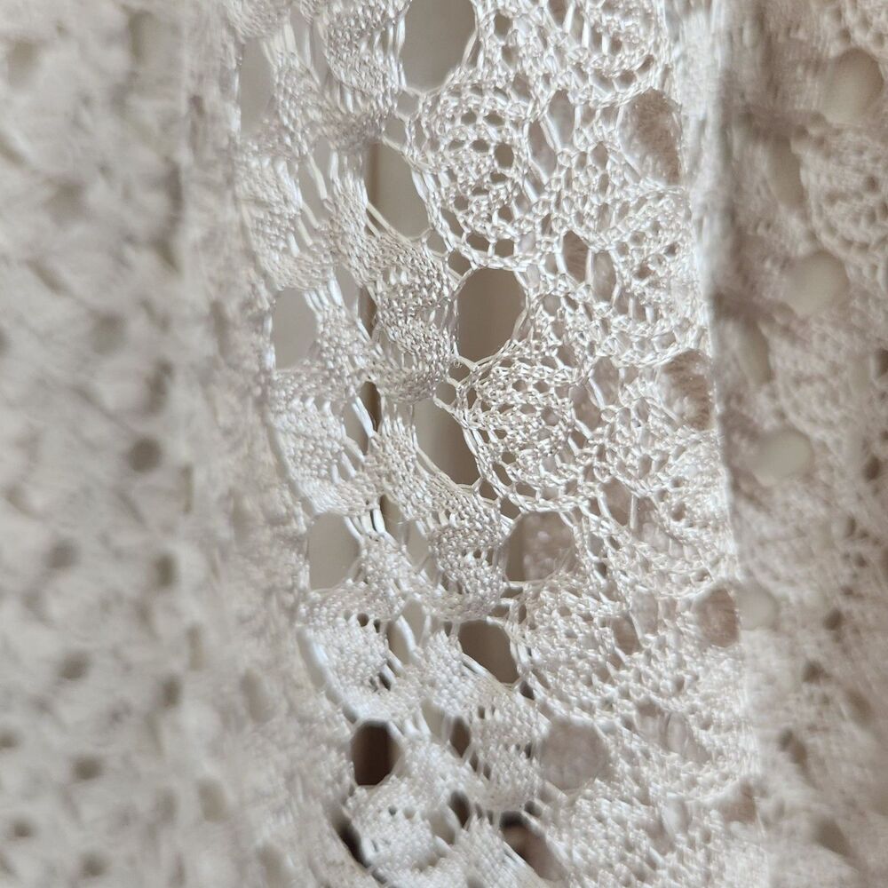 Roz & Ali-2X-Boho-Beige-Crochet Knit Top-Layered Flutter Sleeve-Coastal Grandma - Picture 7 of 10